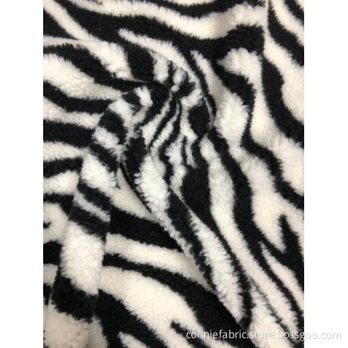 100% Polyester Sherpa Jacquard Stickad med Zebra Stripe